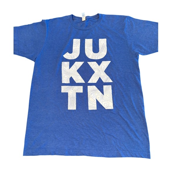 Other - JUKXTN Graphic T-Shirt Blue  Short Sleeve Crew Neck Tee